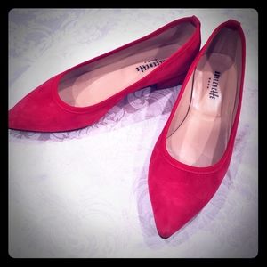 Italian red suede ballet flats